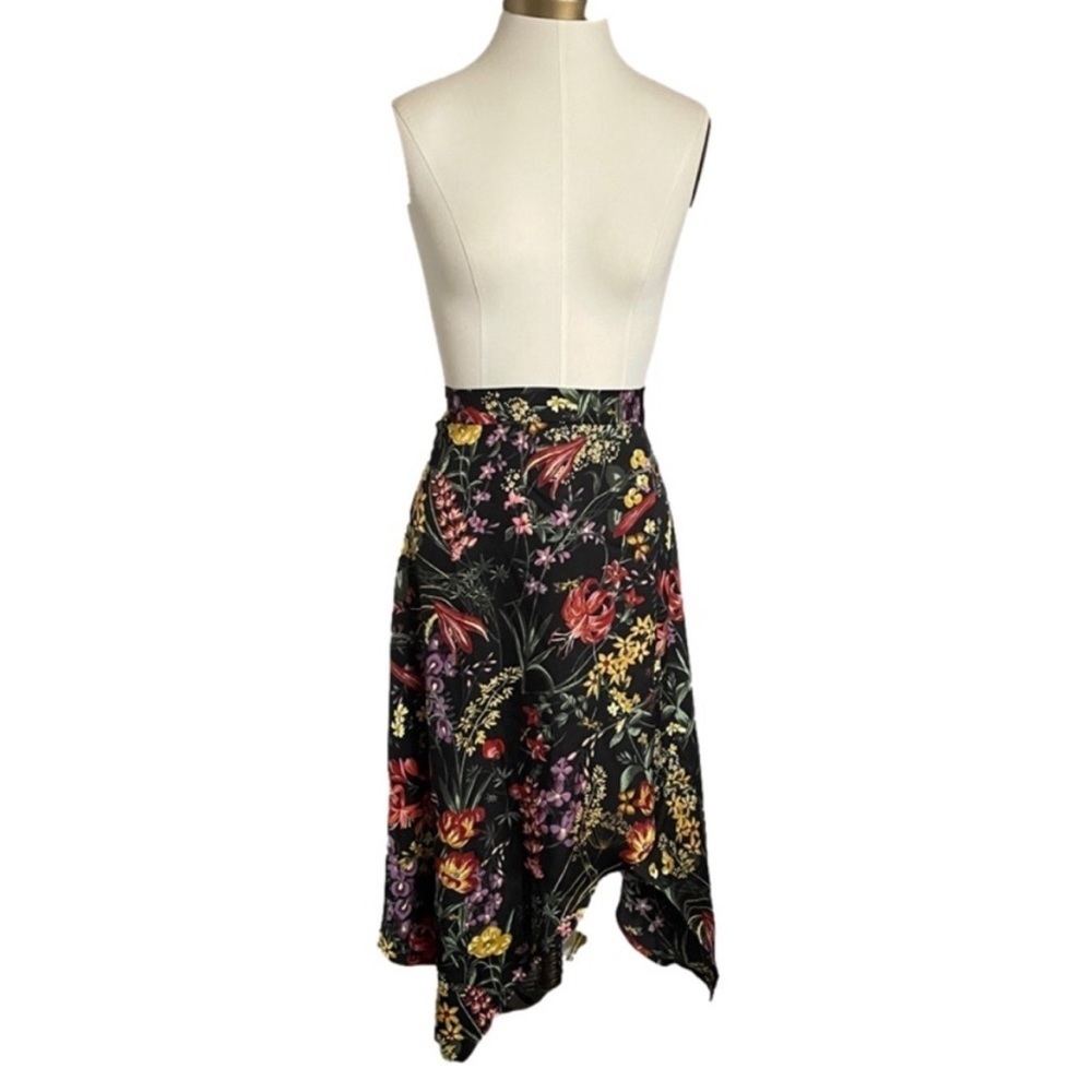 H&M Dark Floral Lillies Asymmetric Flowy Skirt - 8/M​